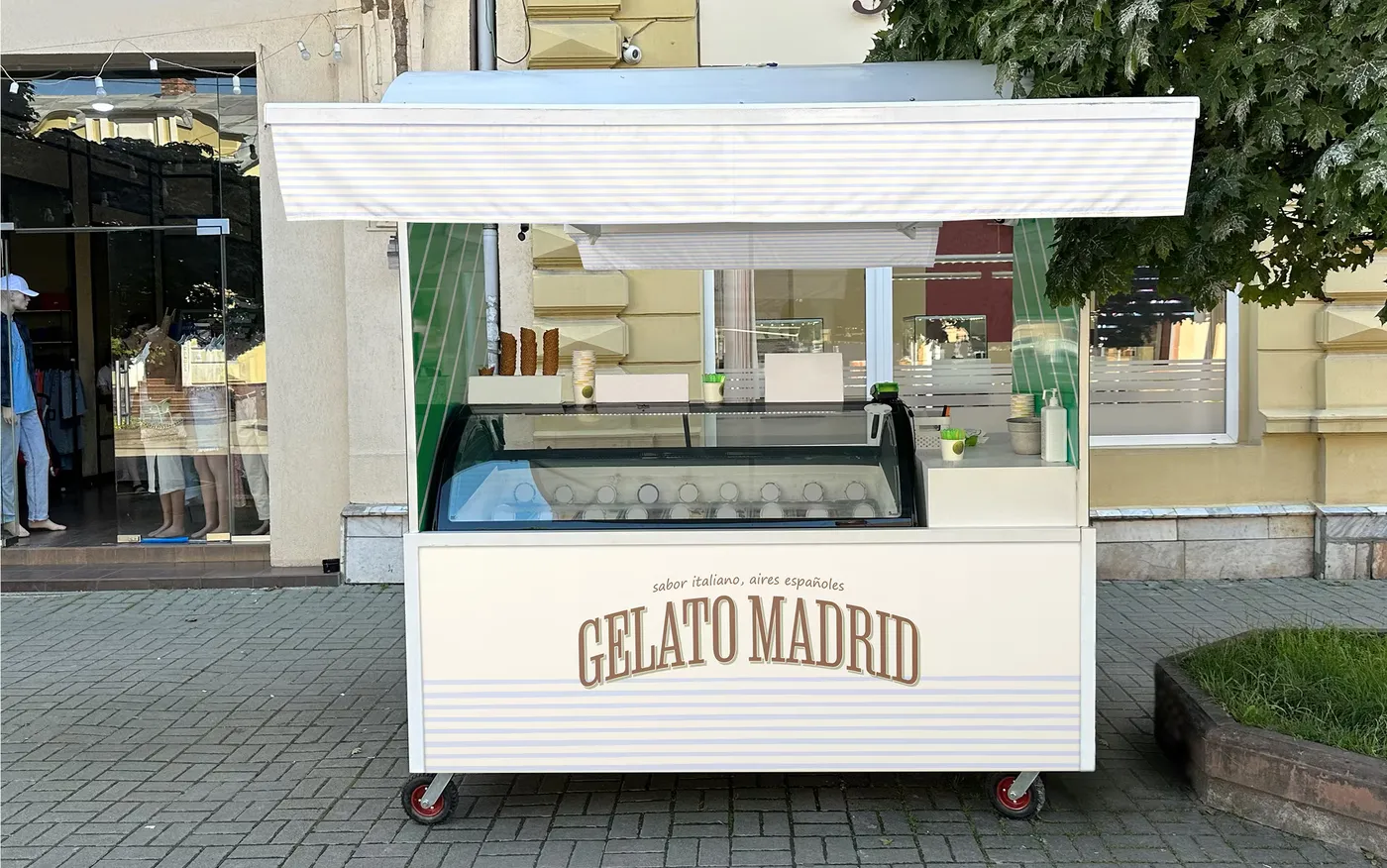 Carrito de Gelato Madrid en la calle