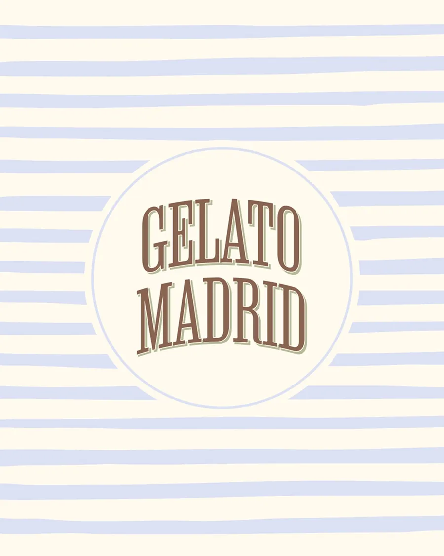 Logotipo Gelato Madrid sobre un fondo de líneas