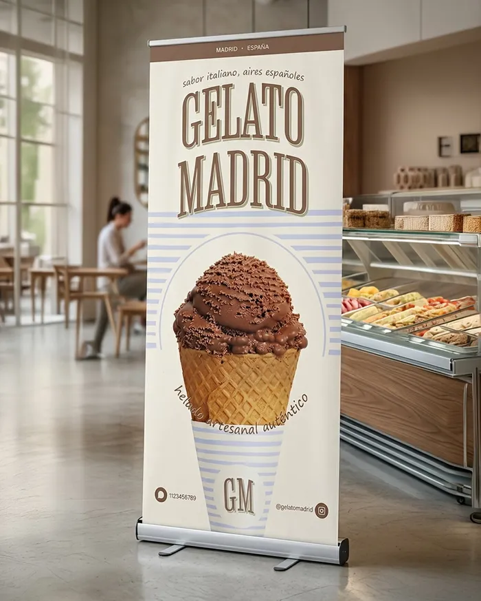 Roll-up promocional de Gelato Madrid